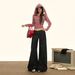 New Autumn And Winter Red Buttonhole Low-waist Loose A-line Washed Original Color Trendy Women's Denim Wide-leg Pants_ecoleips.com