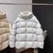 girl Girl 2025 Winter New 90 White Goose Puff Hooded Square Down Jacket For Women, Loose Fit, Warm Coat_ecoleips.com