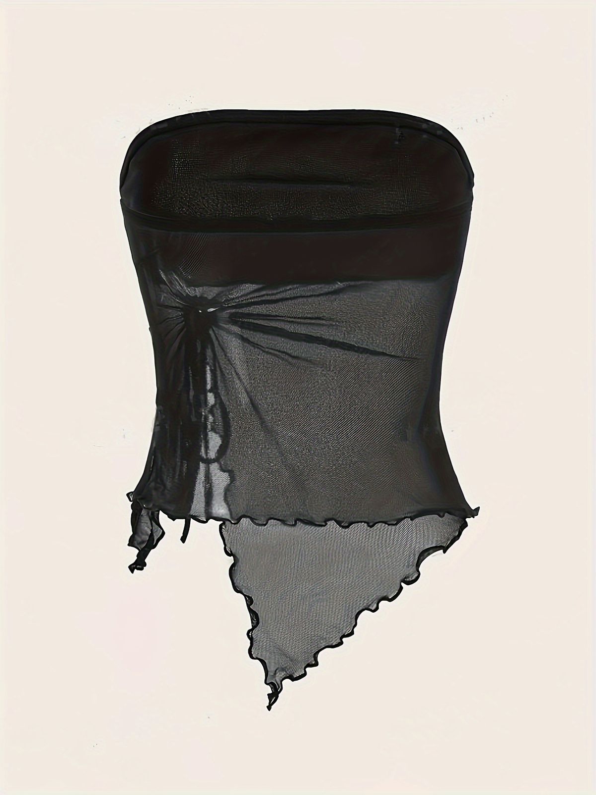 Women's Clothing Summer New Solid Color Side Drawstring Slit Irregular Slim Fit Tube Top Vest Top_ecoleips.com