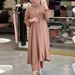 In Stock Muslim Women's Clothing Middle Eastern New Ice Silk Wrinkle Loose Solid Color Split Stand Collar Shirt Elegant_ecoleips.com