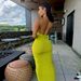 Sexy Deep V-Neck Metal Halter Long Dress – Stretchy Bodycon Midi Dress For Women Party & Daily Wear (Green, S/M/L/XL)_ecoleips.com