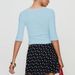 Voya Women's Korean Style Light Blue Slim Fit Seven Quarter Sleeve Spring And Summer New Item Solid Color Sweet Exposed Navel Short Top_ecoleips.com
