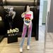 Women's Clothing Fashion Suit Summer, Loose Sportswear, Internet Celebrity Street Style, Short Sleeved T Shirt, Denim Straight Pants, Two Piece Suit_ecoleips.com