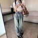 Plus-size Loose-fitting American Retro Straight-leg Jeans For Women, Autumn Wear, High-waisted, Slimming, Stylish_ecoleips.com