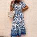 Summer Casual A- Line Long Dress Ethnic Style Printed Dress_ecoleips.com