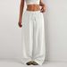 Cross-Border European And American New Style Women's Solid Color Loose Bark Wrinkle Draped Waist Drawstring_ecoleips.com