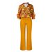 D541 Women's Printed Long Sleeve Shirt Elegant Wide Leg Pants Fashion Set_ecoleips.com