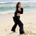 Women's Fashion Casual Loose Long Sleeved Shirt And Tie Waist Pants Two Piece Set_ecoleips.com