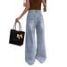 Cross-border American Retro Washed Wide-leg Jeans For Women, With A Unique Design, Loose Fit, High-waisted,_ecoleips.com