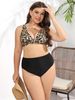 New European And American Style Plus-Size Sexy Leopard Print Knotted Front Two-Piece Swimsuit, Hot-Selling On_ecoleips.com