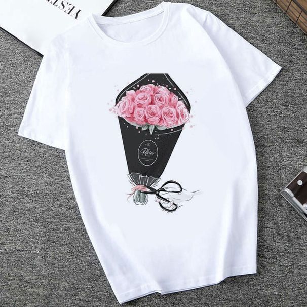 Women's Printed T-shirt Short Sleeves_ecoleips.com
