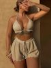 Aria Basics 2025 New European American Foreign Trade Bikini Set, Halter Neck, Tie-Up, Sporty Style, Two-Piece, Boxer Triangle_ecoleips.com