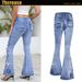 European And American Women's Wide-leg Pants, Denim Bell-bottom With Appliqué Embroidery, Long Pants For Foreign Trade_ecoleips.com