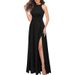 Women's Clothing Halter Neck Sexy Evening Dress Summer Fashion Slit Cocktail Dress Formal Dress_ecoleips.com