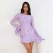 French-style Fashionable Elegant Lady Dress With Mesh, See-through Floral Embroidery, Bell Sleeves, And Short Skirt,_ecoleips.com