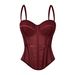 European American Style Solid Color Fishbone Corset Women's Waist Cinching Slimming Mesh Camisole With Breast Pads Outerwear Top_ecoleips.com