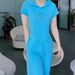 Women's Clothing Thin Sports Suit Hooded Short Sleeved Top Wide Leg Pants Two Piece Suit_ecoleips.com