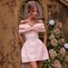 Women's Clothing Slim Jacquard Top Strap Bow Dress Short One Shoulder Dress_ecoleips.com