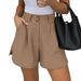 Aria Basics Aria Basics European And American Cross-Border 2025 Summer New High-Waisted Fashion Casual Shorts Solid Color Comfortable_ecoleips.com