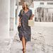 Women's Clothing Self Developed And Designed V Neck Elegant Dress Summer Short Sleeved Holiday Dress_ecoleips.com