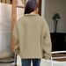 Women's Fleece Stand Collar Pullover Hoodie With Embroidery Letter Print, Cozy Loungewear For Fall & Winter, Casual Streetwear, Loose Fit, XS-XXL_ecoleips.com