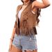 Women's Hippie Tassel Vest Faux Suede European American Style For Party Stage Special Occasions Clothing_ecoleips.com