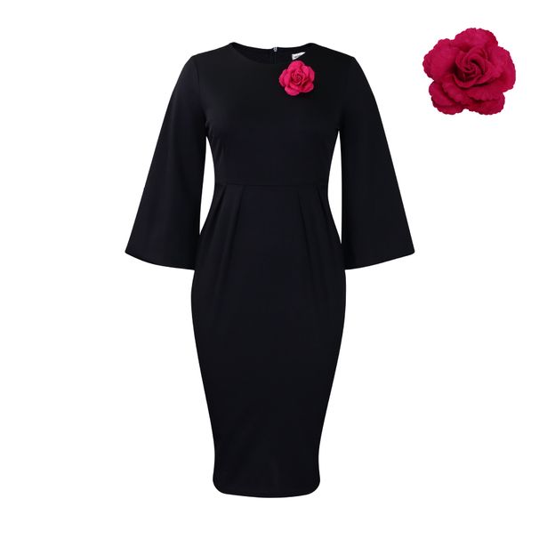 Women's Clothing autumn and winter new solid color bag hip professional OL temperament large size African dress_ecoleips.com
