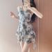 Elegant Floral One-Piece Swimsuit – Modest Halter Neck Swimsuit With Skirted Design (S/M/L/XL/OS)_ecoleips.com