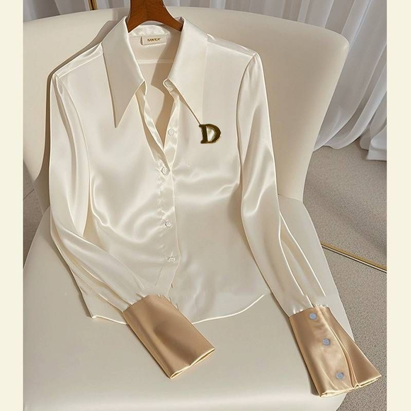 Women's Clothing Ladies Say Clothing Fashion High End Tops Niche Unique Unique Cool White Acetate Satin Shirts and Shorts_ecoleips.com