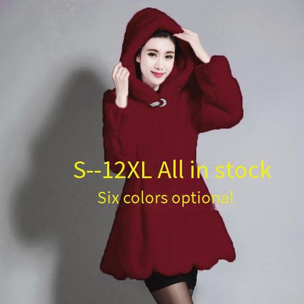 Women's Clothing Autumn And Winter New Fur Coat For Women, Mid Length, Hooded, Thickened, Large Size Mink Fur, Faux Fur, Slim Fit_ecoleips.com