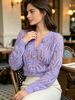 French Openwork Textured Cardigan Knit Top_ecoleips.com
