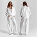 Women's Clothing Solid Color Two Piece Set Long Sleeved Zipper Loose Top With Lace Up Trousers Casual Suit_ecoleips.com