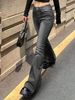 Women's Slimming Stretch Jeans Simple Gray Versatile Design Flared Pants_ecoleips.com