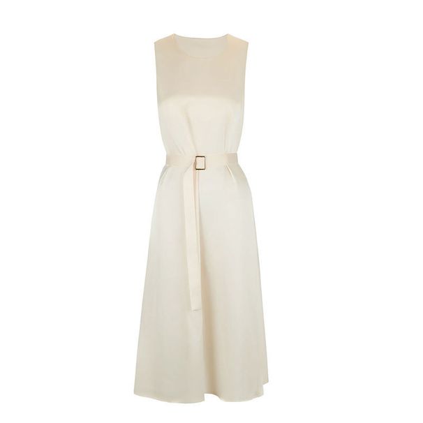 Summer New French-style Elegant Dress With Belt That Accentuates The Waist Creates A Slimming Effect, Sleeveless,_ecoleips.com