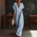 Bohemian Maxi Dress Lace Trim Flowy Cotton Linen Blend Summer Elegant Hem Detail Women's Clothing/Dress_ecoleips.com