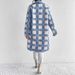 Women's Autumn/Winter Flap Pocket Plaid Coat Thick Mid-Length Outerwear Blue And White Checkered Design_ecoleips.com