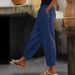 Women's Cotton Linen Trousers Solid Color Fashion Casual Everyday Elastic Waist Side Pocket Spring Autumn New Style_ecoleips.com