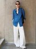 Premium Tencel Linen Sunscreen Long Sleeve Shirt Slack Versatile Cardigan Jacket Thin Loose Blue Shirt_ecoleips.com