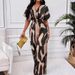 Women's Clothing Spring And Summer New Short Sleeved Printed Waist Jumpsuit Fashionable Wide Leg Women_ecoleips.com
