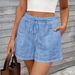 Summer Casual Women's Bohemian Beach Style Shorts Hollowed Out Elastic Drawstring Waist Regular Fit Polyester Bottoms_ecoleips.com