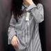 2025 Popular Striped Long-sleeve Shirt, Versatile Loose-fitting Light Luxury Blouse, New Design For Petite Women,_ecoleips.com
