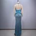 Women's Clothing New Halter Neck Deep V Neck Waist Hollow High Waist Sexy Slimming Party Stage Host Evening Dress_ecoleips.com