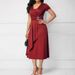 Women's Asymmetrical Large Skirt V Neck Dress Fashion_ecoleips.com