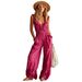 Women's Sleeveless Ruffled Wide Leg Jumpsuit Solid Color European American Retro Fashion Casual Summer Clothing_ecoleips.com