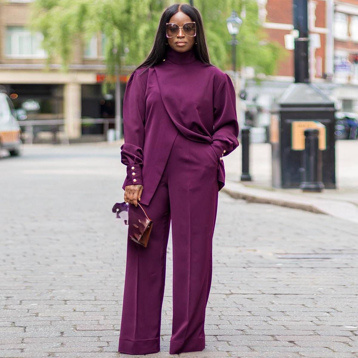 Women's Clothing Autumn and Winter Turtleneck Irregular Split Long Sleeve Casual Two piece Set_ecoleips.com