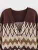 Women's Clothing Women's V-Neck Belted Knit Cardigan - Street Style Oversized Long Sleeve Open Front Sweater (Dark Brown, S/M/L)_ecoleips.com