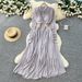 Elegant V-Neck Pleated Long Sleeve Wrap Dress For Women - Slimming A-Line Maxi Dress With Flowy Hem For Office & Casual Wear_ecoleips.com