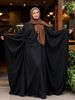 Cross Border Women's Fashion Satin Print Muslim Dress, Drawstring Waist Elegant Long Skirt_ecoleips.com