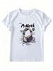 Women's Retro-Style Headphones & Polka-Dot Sketch Print T-Shirt – Music Art Graphic, Crew Neck, Short Sleeve – Casual Top For Commuting & Streetwear_ecoleips.com