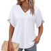 2026 New European American Women Elegant V-Neck Petal Sleeve T-Shirt_ecoleips.com
